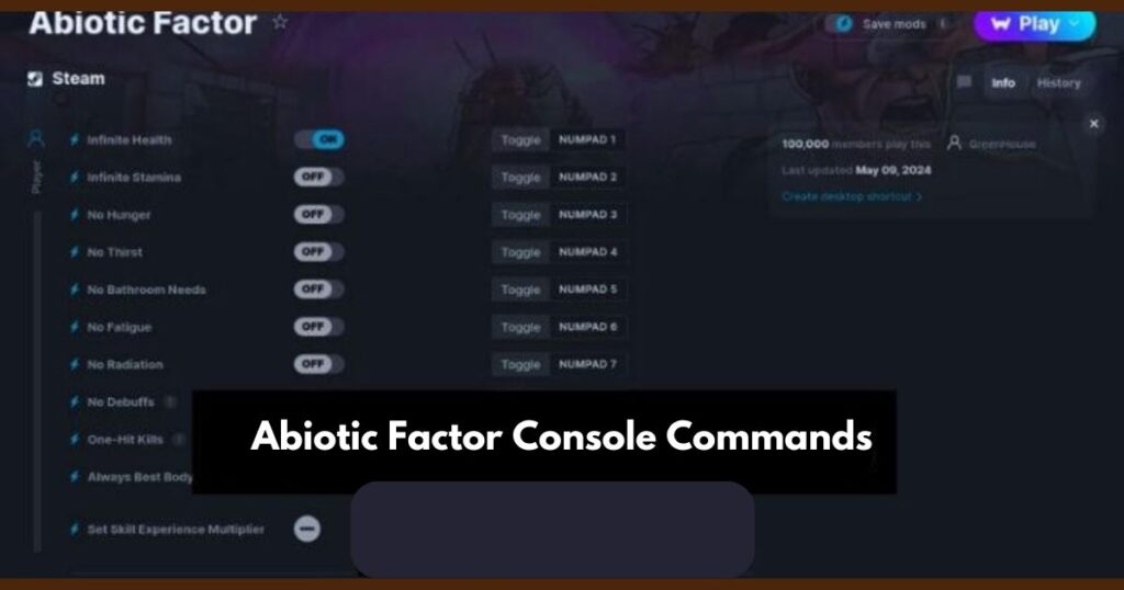 Support for Abiotic Factor Console Commands